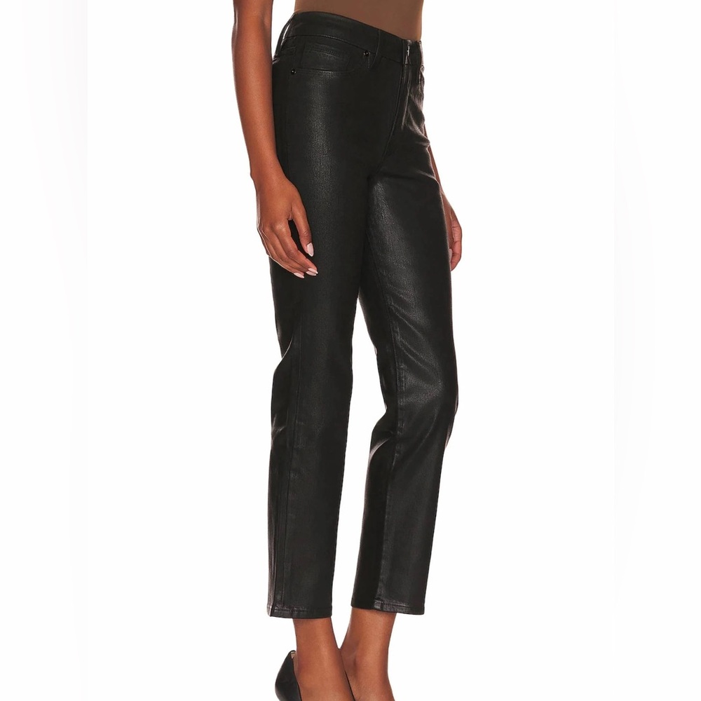 Good American Good Classic Coated High Rise Cropped Jeans- Black, Size 8/29